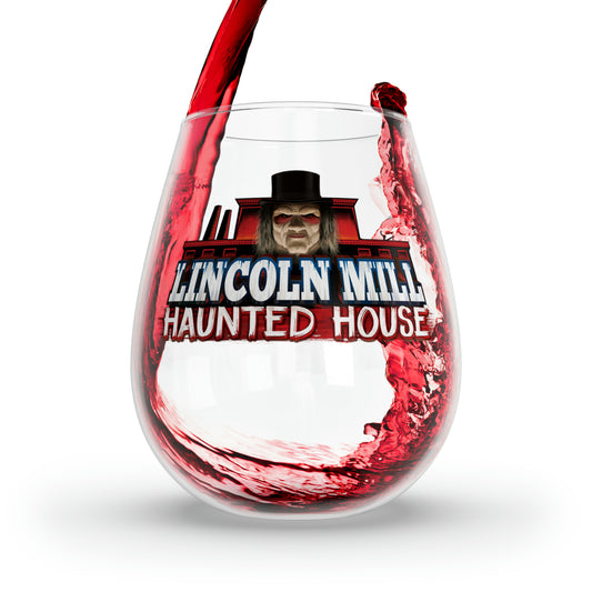 Lincoln Mill Haunted House Stemless Wine Glass