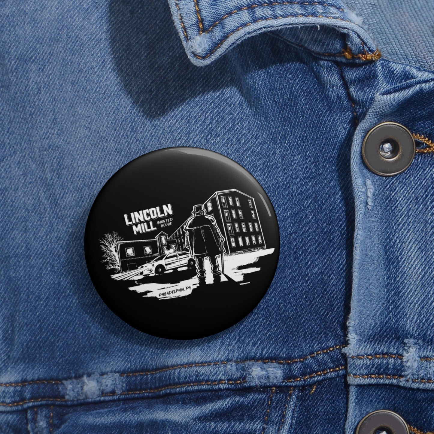 Lincoln Mill Haunted House Collector Pin - Viktor and Mill - 3 Sizes