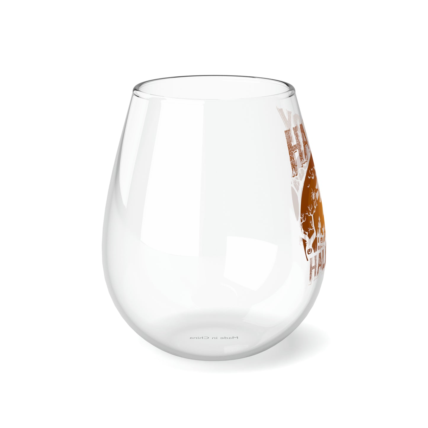 Happy Hallo Wine Stemless Wine Glass