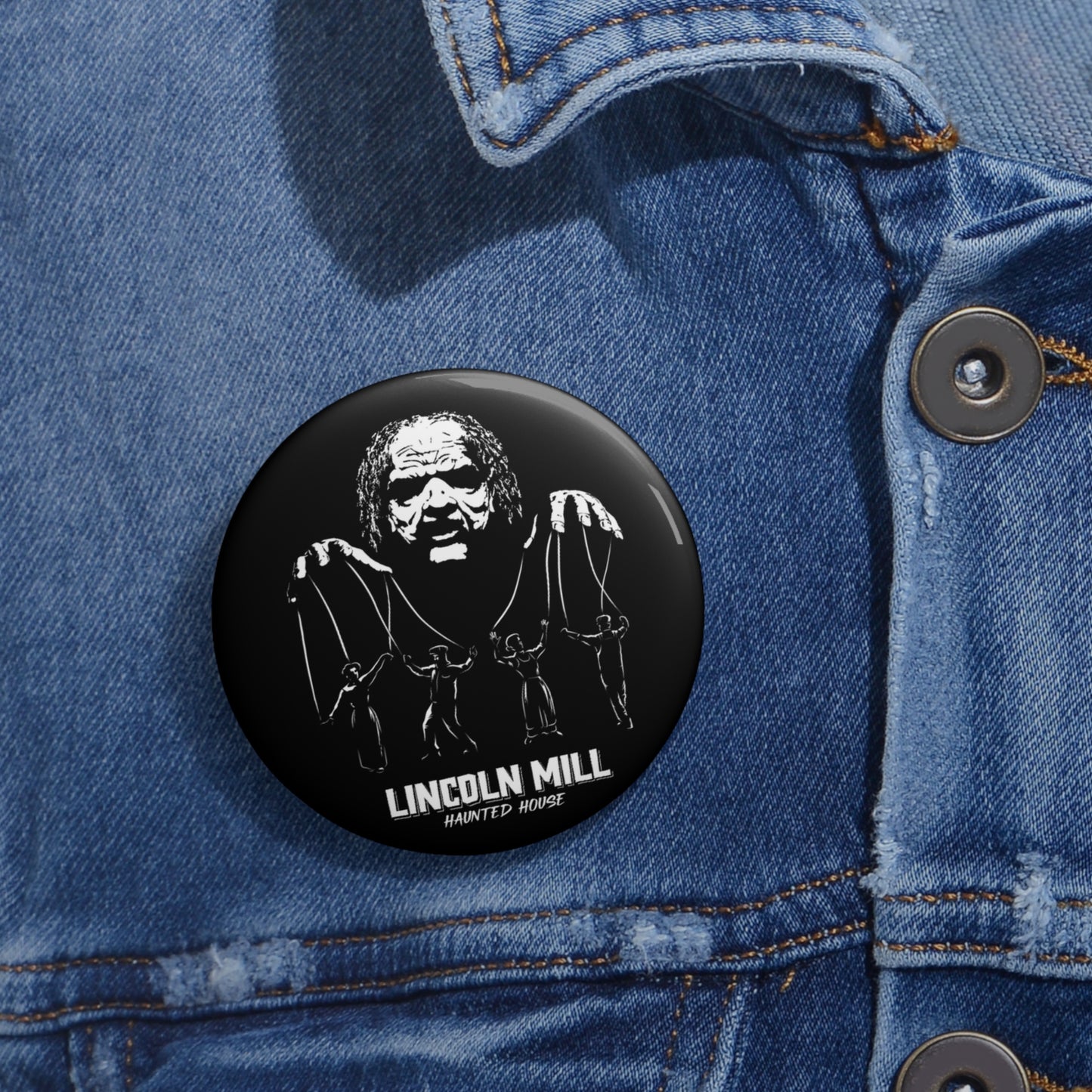 Lincoln Mill Haunted House Collector Pin - Viktor the Puppeteer - 3 Sizes