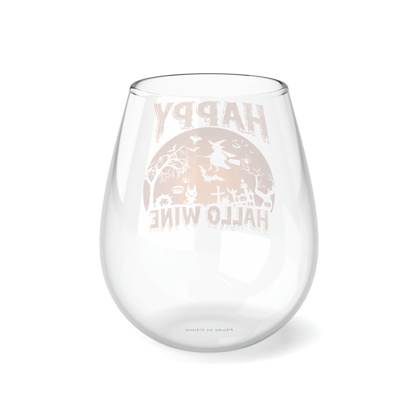 Happy Hallo Wine Stemless Wine Glass