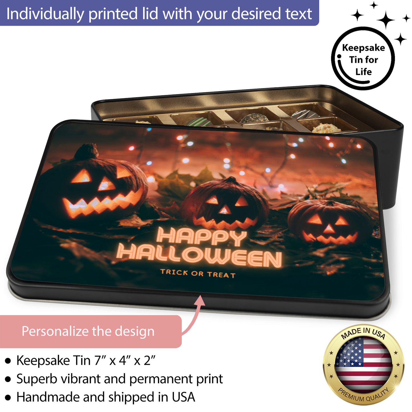 Trick or Treat Halloween Chocolate Truffles Gift Box - Keepsake Tin