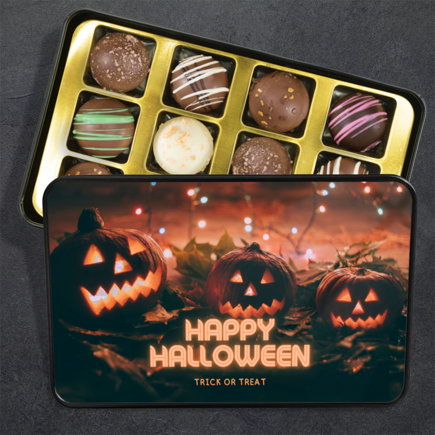 Trick or Treat Halloween Chocolate Truffles Gift Box - Keepsake Tin