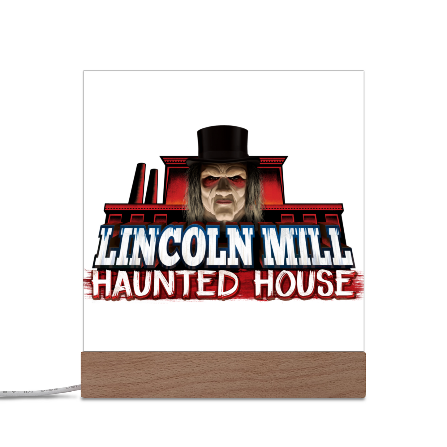 Lincoln Mill Haunted House Square Acrylic Plaque and Night Light