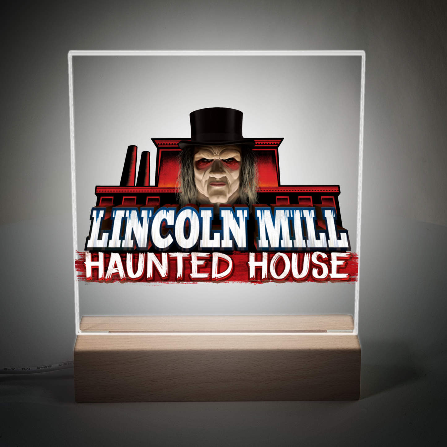 Lincoln Mill Haunted House Square Acrylic Plaque and Night Light