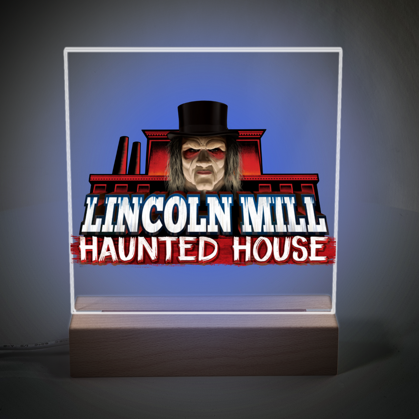 Lincoln Mill Haunted House Square Acrylic Plaque and Night Light
