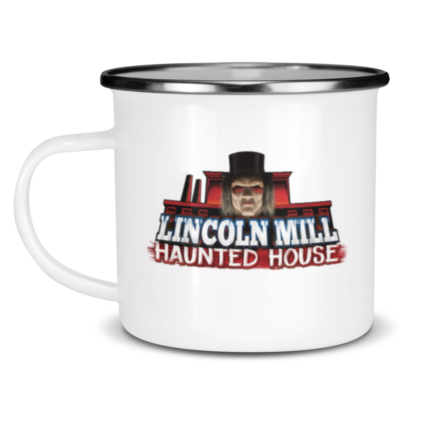 Lincoln Mill Haunted House Retro Enamel Mug