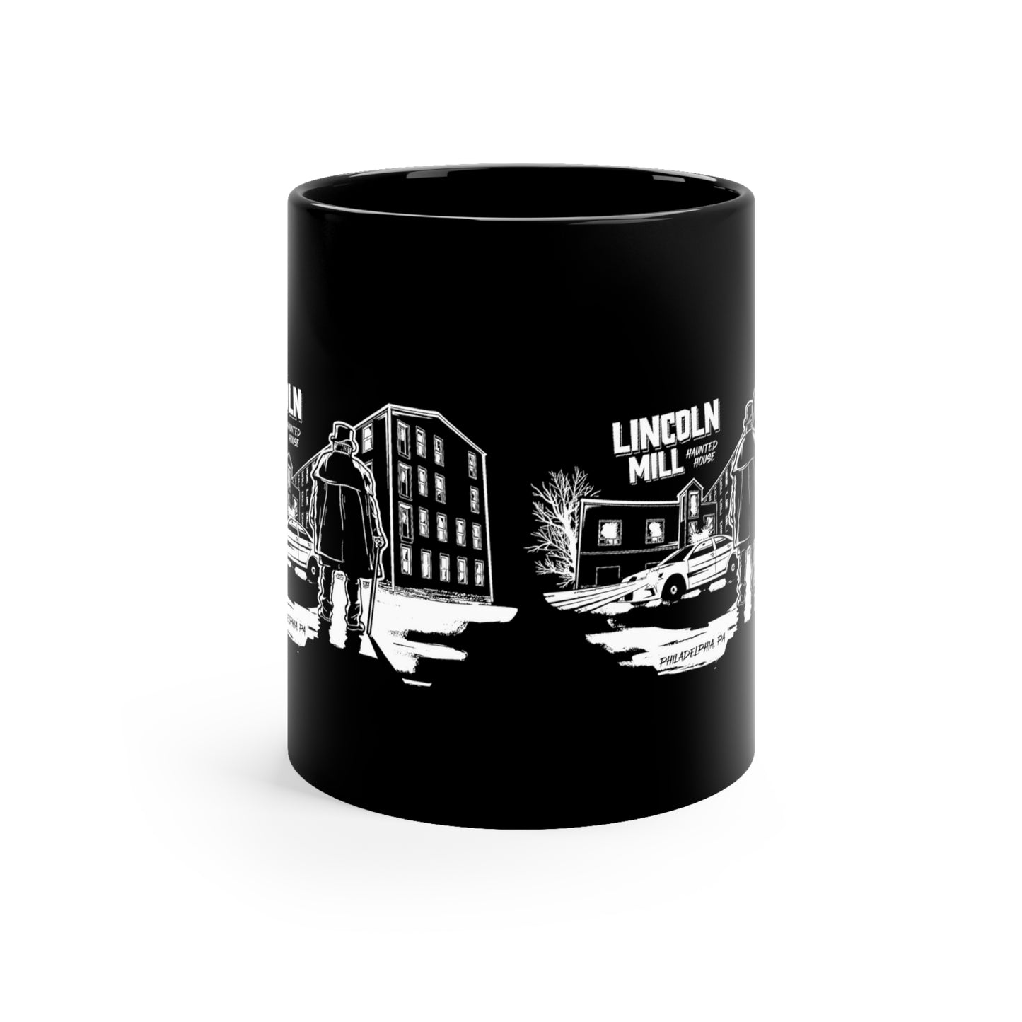 Lincoln Mill Haunted House Viktor Kane and Mill 11oz Black Mug
