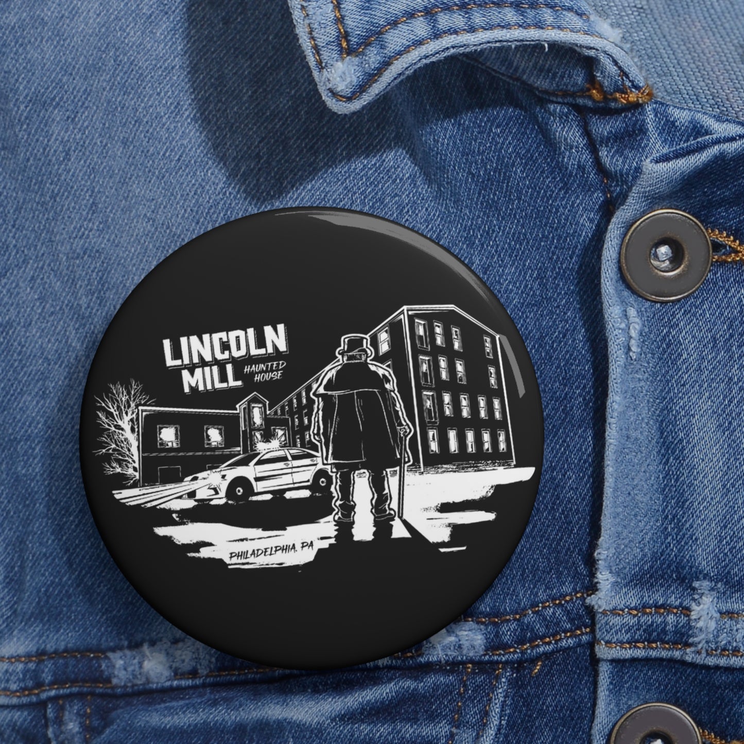 Lincoln Mill Haunted House Collector Pin - Viktor and Mill - 3 Sizes