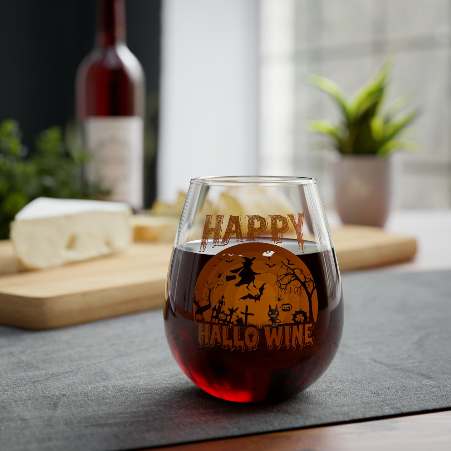 Happy Hallo Wine Stemless Wine Glass