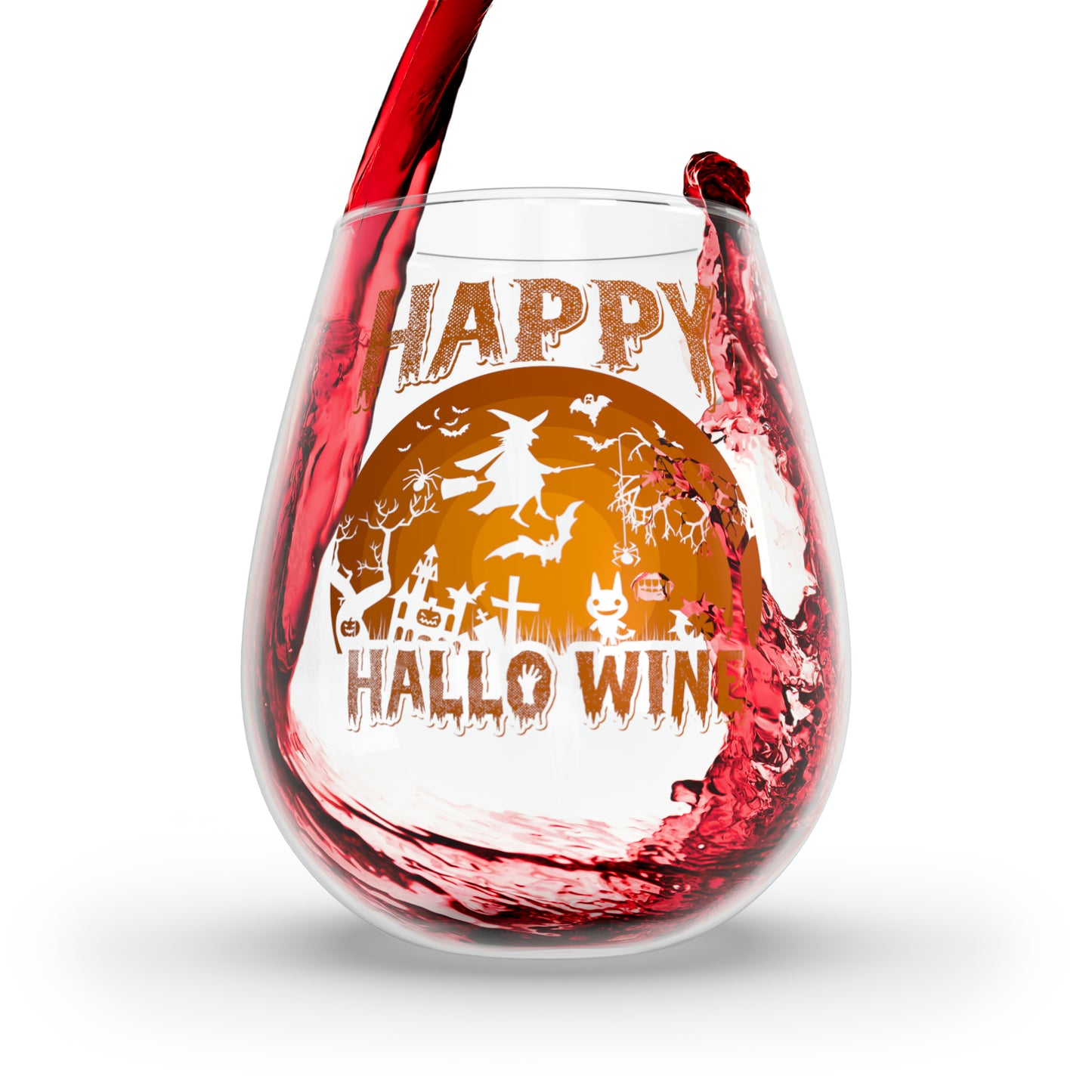 Happy Hallo Wine Stemless Wine Glass