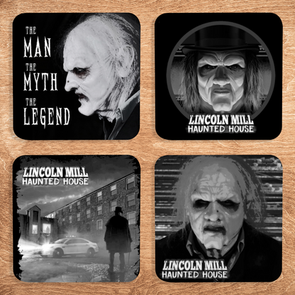 Lincoln Mill Haunted House Set of Four Faux Leather Coasters